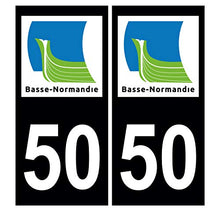 Supstick 2 Stickers Autocollants Plaques Immatriculation Auto Dept 50 Basse Normandie Noir Angles Carrés