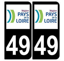 Supstick 2 Stickers Autocollants Plaques Immatriculation Auto Dept 49 Pays de la Loire Noir Angles Arrondis