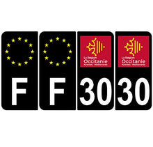 Supstick 4 Stickers Autocollants Plaques Immatriculation Auto Dept 30 Occitanie Noir Angles Arrondis