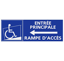 Panneau Rigide Handicapé - Personne à mobilité réduite Rampe d’accès entrée Principale flèche Gauche 10x30cm épaisseur 3mm
