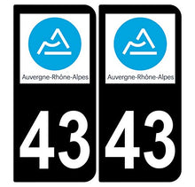 Supstick 2 Stickers Autocollants Plaques Immatriculation Auto Dept 43 Auvergne Rhône Alpes Noir Angles Arrondis