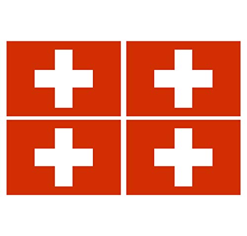 Supstick Lot de 4 Autocollants Stickers Drapeau de Pays Nation Suisse Format 12x8cm