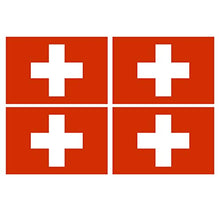 Supstick Lot de 4 Autocollants Stickers Drapeau de Pays Nation Suisse Format 12x8cm