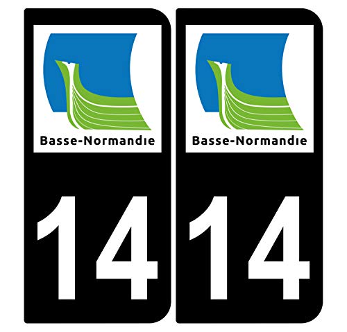Supstick 2 Stickers Autocollants Plaques Immatriculation Auto Dept 14 Basse Normandie Noir Angles Arrondis