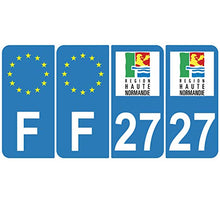 Supstick 4 Stickers Autocollants Plaques Immatriculation Auto Dept 27 Haute Normandie Bleu Clair Angles Arrondis