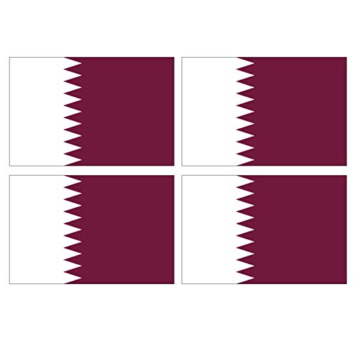 Supstick Lot de 4 Autocollants Stickers Drapeau de Pays Nation Qatar Format 6x4cm