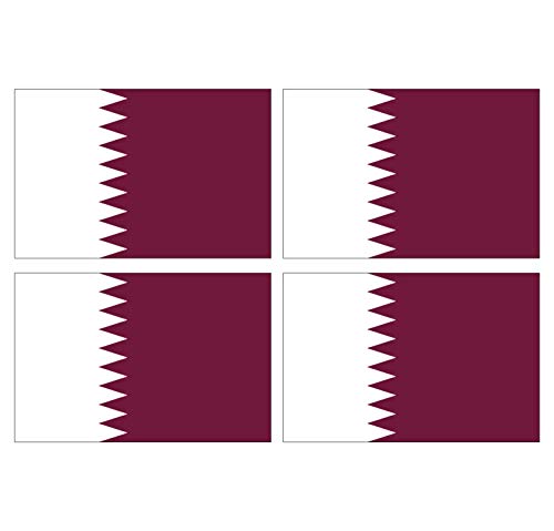 Supstick Lot de 4 Autocollants Stickers Drapeau de Pays Nation Qatar Format 12x8cm