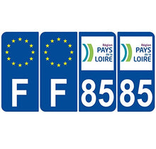Supstick 4 Stickers Autocollants Plaques Immatriculation Auto Dept 85 Pays de la Loire Bleu Foncé Angles Arrondis