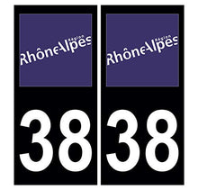 Supstick 2 Stickers Autocollants Plaques Immatriculation Auto Dept 38 Rhône Alpes Noir Angles Carrés