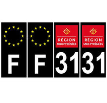 Supstick 4 Stickers Autocollants Plaques Immatriculation Auto Dept 31 Midi Pyrénées Noir Angles Carrés