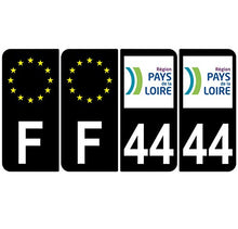 Supstick 4 Stickers Autocollants Plaques Immatriculation Auto Dept 44 Pays de la Loire Noir Angles Arrondis