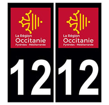 Supstick 2 Stickers Autocollants Plaques Immatriculation Auto Dept 12 Occitanie Noir Angles Carrés