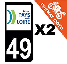 Supstick 2 Stickers Autocollants Plaques Immatriculation Moto Dept 49 Pays de la Loire Noir 2 Angles Arrondis