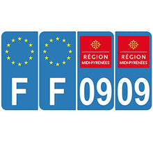 Supstick 4 Stickers Autocollants Plaques Immatriculation Auto Dept 09 Midi Pyrénées Bleu Clair Angles Arrondis