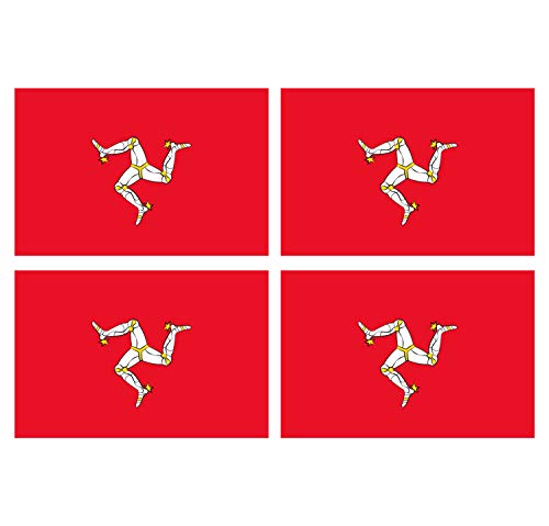 Supstick Lot de 4 Autocollants Stickers Drapeau de Pays Nation ile de Man Format 12x8cm