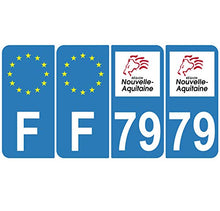 Supstick 4 Stickers Autocollants Plaques Immatriculation Auto Dept 79 Nouvelle Aquitaine Bleu Clair Angles Arrondis