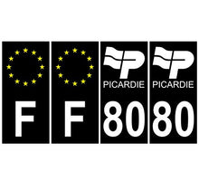 Supstick 4 Stickers Autocollants Plaques Immatriculation Auto Dept 80 Picardie Noir Angles Carrés