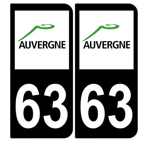 Supstick 2 Stickers Autocollants Plaques Immatriculation Auto Dept 63 Auvergne Noir Angles Arrondis