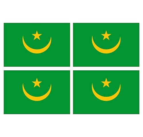 Supstick Lot de 4 Autocollants Stickers Drapeau de Pays Nation Mauritanie Format 12x8cm