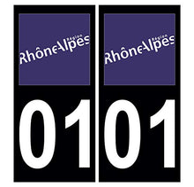 Supstick 2 Stickers Autocollants Plaques Immatriculation Auto Dept 01 Rhône Alpes Noir Angles Carrés