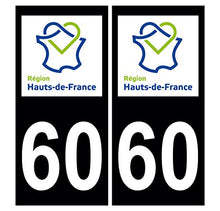Supstick 2 Stickers Autocollants Plaques Immatriculation Auto Dept 60 Hauts de France Noir Angles Carrés