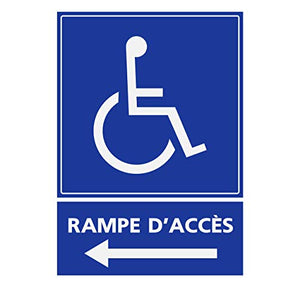 Supstick Autocollants Stickers Handicapé - Personne à mobilité réduite Rampe d’accès flèche à Gauche 15x20cm