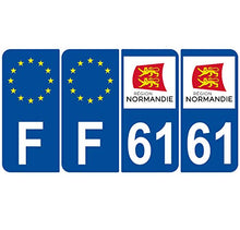 Supstick 4 Stickers Autocollants Plaques Immatriculation Auto Dept 61 Normandie Bleu Foncé Angles Arrondis