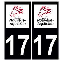 Supstick 2 Stickers Autocollants Plaques Immatriculation Auto Dept 17 Nouvelle Aquitaine Noir Angles Carrés