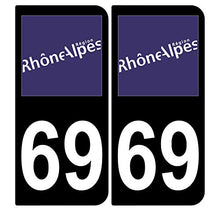 Supstick 2 Stickers Autocollants Plaques Immatriculation Auto Dept 69 Rhône Alpes Noir Angles Arrondis