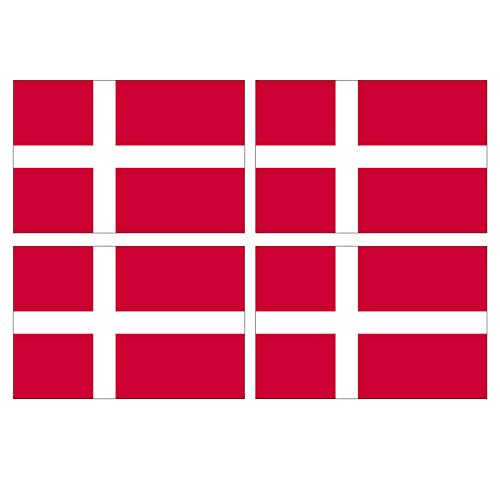 Supstick Lot de 4 Autocollants Stickers Drapeau de Pays Nation Danemark Format 12x8cm