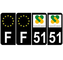 Supstick 4 Stickers Autocollants Plaques Immatriculation Auto Dept 51 Champagne Ardenne Noir Angles Arrondis