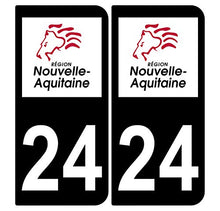Supstick 2 Stickers Autocollants Plaques Immatriculation Auto Dept 24 Nouvelle Aquitaine Noir Angles Arrondis