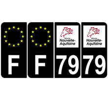 Supstick 4 Stickers Autocollants Plaques Immatriculation Auto Dept 79 Nouvelle Aquitaine Noir Angles Arrondis