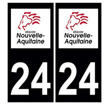 Supstick 2 Stickers Autocollants Plaques Immatriculation Auto Dept 24 Nouvelle Aquitaine Noir Angles Carrés