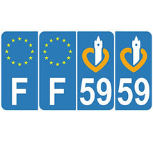 Supstick 4 Stickers Autocollants Plaques Immatriculation Auto Dept 59 Nord Bleu Clair Angles Arrondis