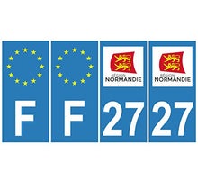 Supstick 4 Stickers Autocollants Plaques Immatriculation Auto Dept 27 Normandie Bleu Clair Angles Carrés