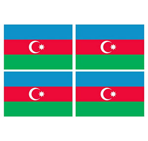 Supstick Lot de 4 Autocollants Stickers Drapeau de Pays Nation azerbaidjan Format 6x4cm