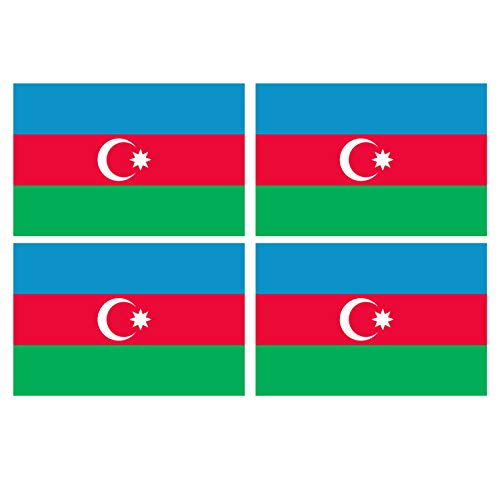 Supstick Lot de 4 Autocollants Stickers Drapeau de Pays Nation azerbaidjan Format 6x4cm