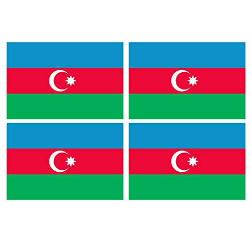 Supstick Lot de 4 Autocollants Stickers Drapeau de Pays Nation azerbaidjan Format 12x8cm