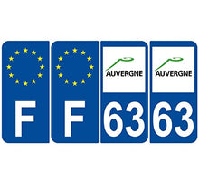 Supstick 4 Stickers Autocollants Plaques Immatriculation Auto Dept 63 Auvergne Bleu Foncé Angles Arrondis