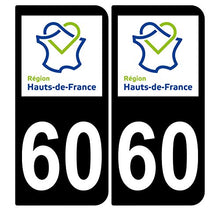 Supstick 2 Stickers Autocollants Plaques Immatriculation Auto Dept 60 Hauts de France Noir Angles Arrondis