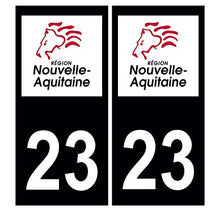 Supstick 2 Stickers Autocollants Plaques Immatriculation Auto Dept 23 Nouvelle Aquitaine Noir Angles Carrés