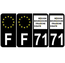 Supstick 4 Stickers Autocollants Plaques Immatriculation Auto Dept 71 Bourgogne Franche Comté Noir Angles Arrondis