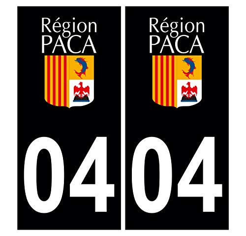 Supstick 2 Stickers Autocollants Plaques Immatriculation Auto Dept 04 Paca Noir Angles Carrés