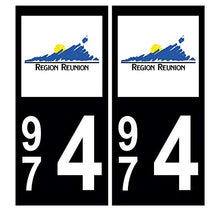 Supstick 2 Stickers Autocollants Plaques Immatriculation Auto Dept 974 Réunion Noir Angles Carrés
