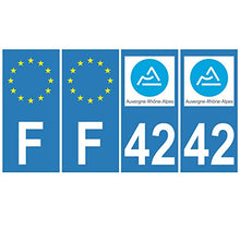 Supstick 4 Stickers Autocollants Plaques Immatriculation Auto Dept 42 Auvergne Rhône Alpes Bleu Clair Angles Carrés