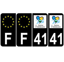 Supstick 4 Stickers Autocollants Plaques Immatriculation Auto Dept 41 Centre Val de Loire Noir Angles Arrondis