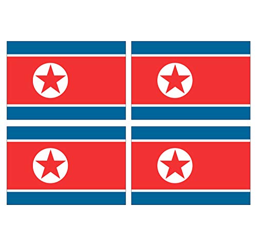Supstick Lot de 4 Autocollants Stickers Drapeau de Pays Nation corée du Nord Format 12x8cm