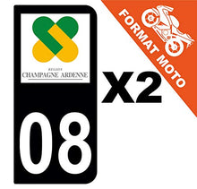Supstick 2 Stickers Autocollants Plaques Immatriculation Moto Dept 08 Champagne Ardenne Noir 2 Angles Arrondis