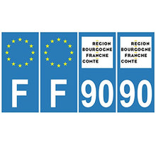 Supstick 4 Stickers Autocollants Plaques Immatriculation Auto Dept 90 Bourgogne Franche Comté Bleu Clair Angles Carrés